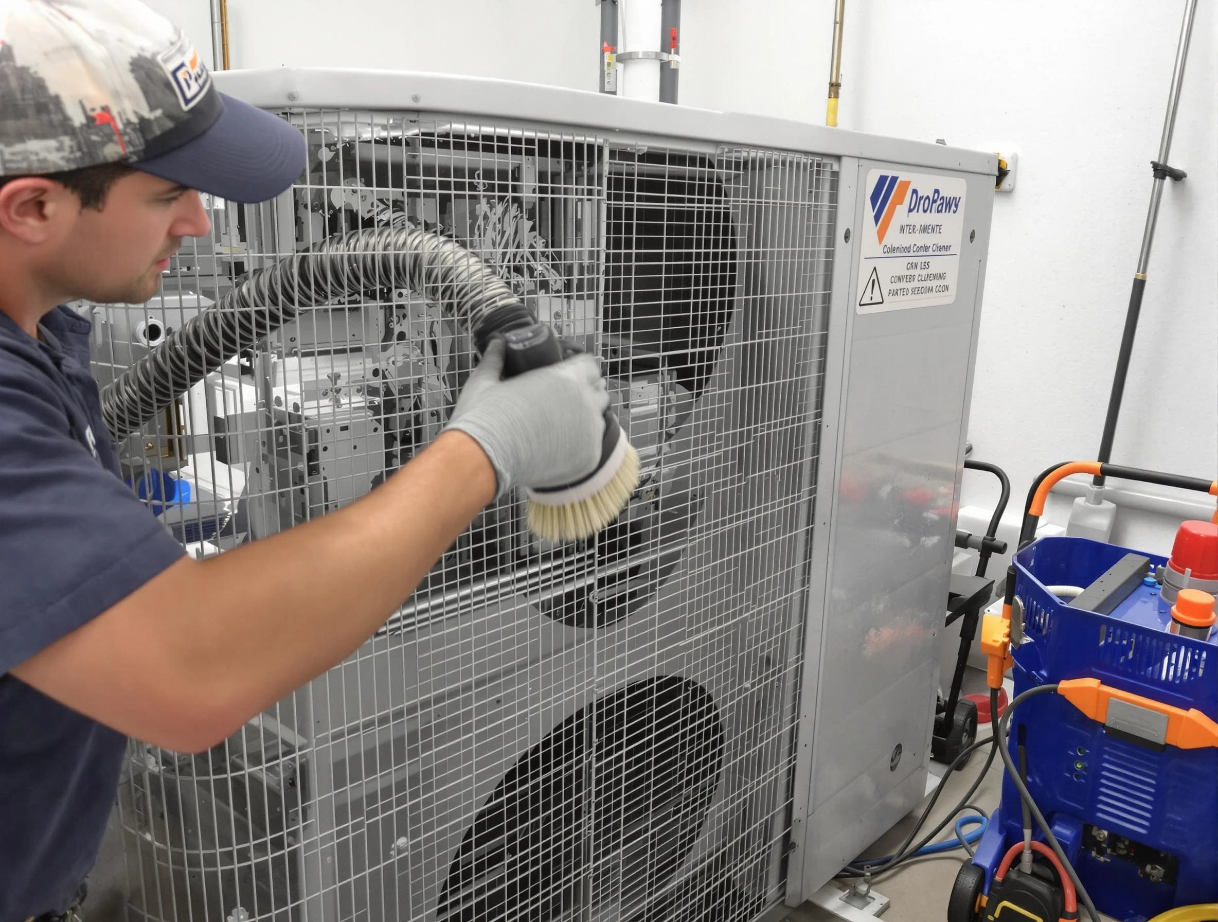 Chamberlayne Air Duct Cleaning specialist performing precision AC coil cleaning for improved system performance in Chamberlayne