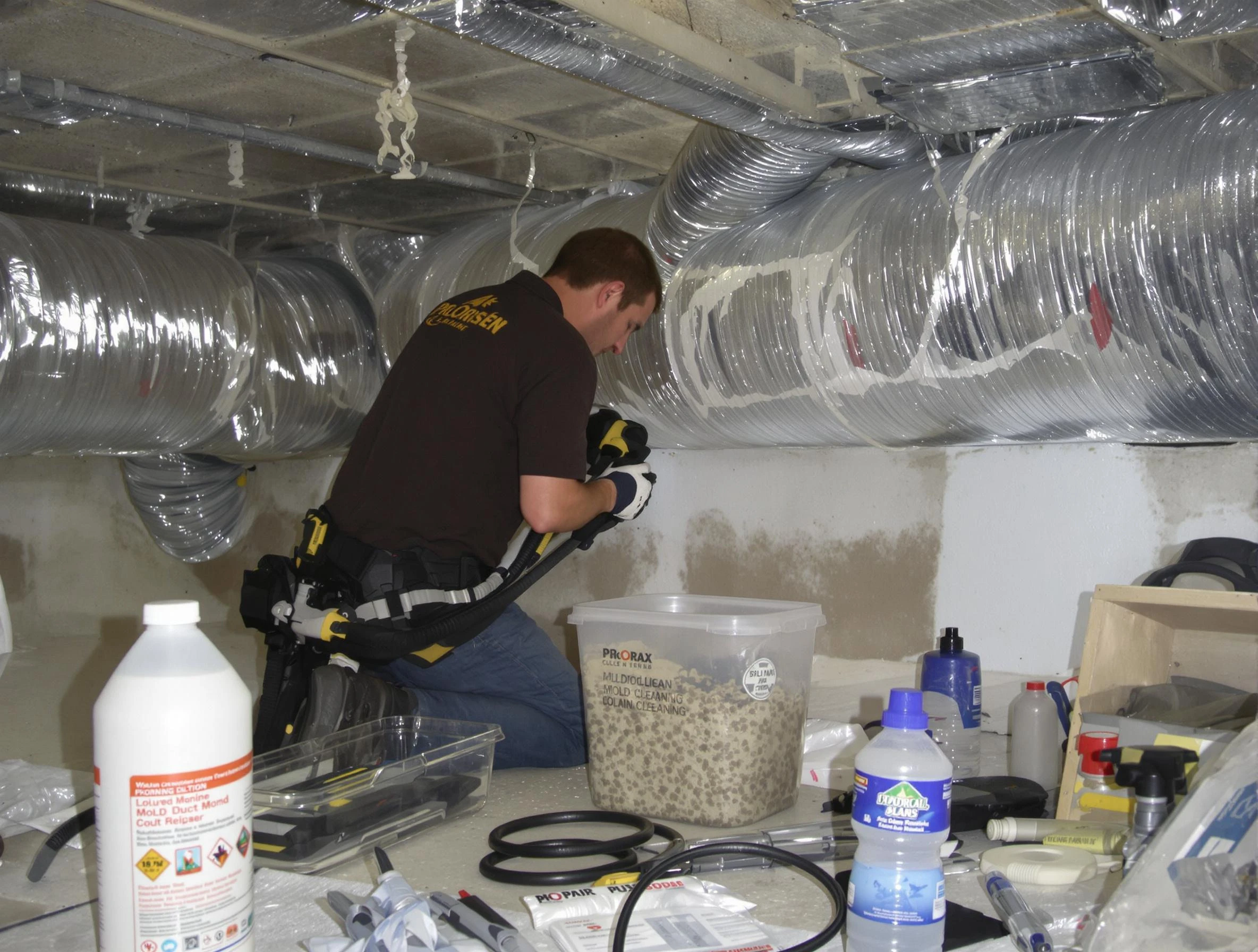 Chamberlayne Air Duct Cleaning specialist performing professional mold removal from air ducts in Chamberlayne