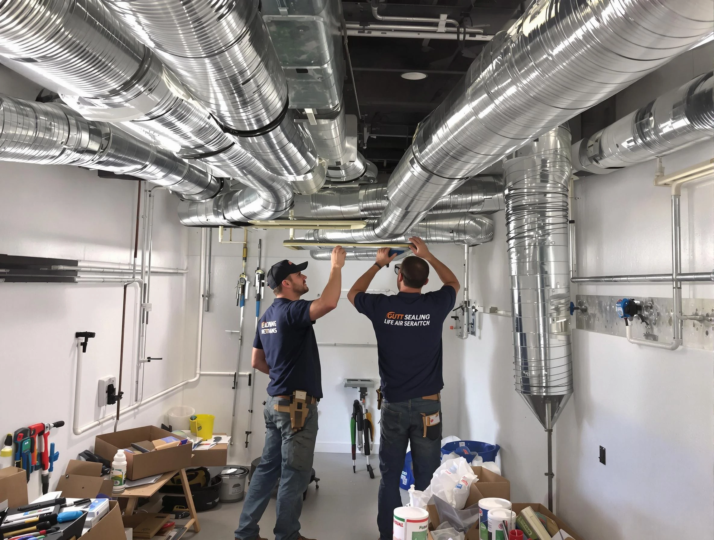 Chamberlayne Air Duct Cleaning technician applying professional duct sealing solutions in Chamberlayne