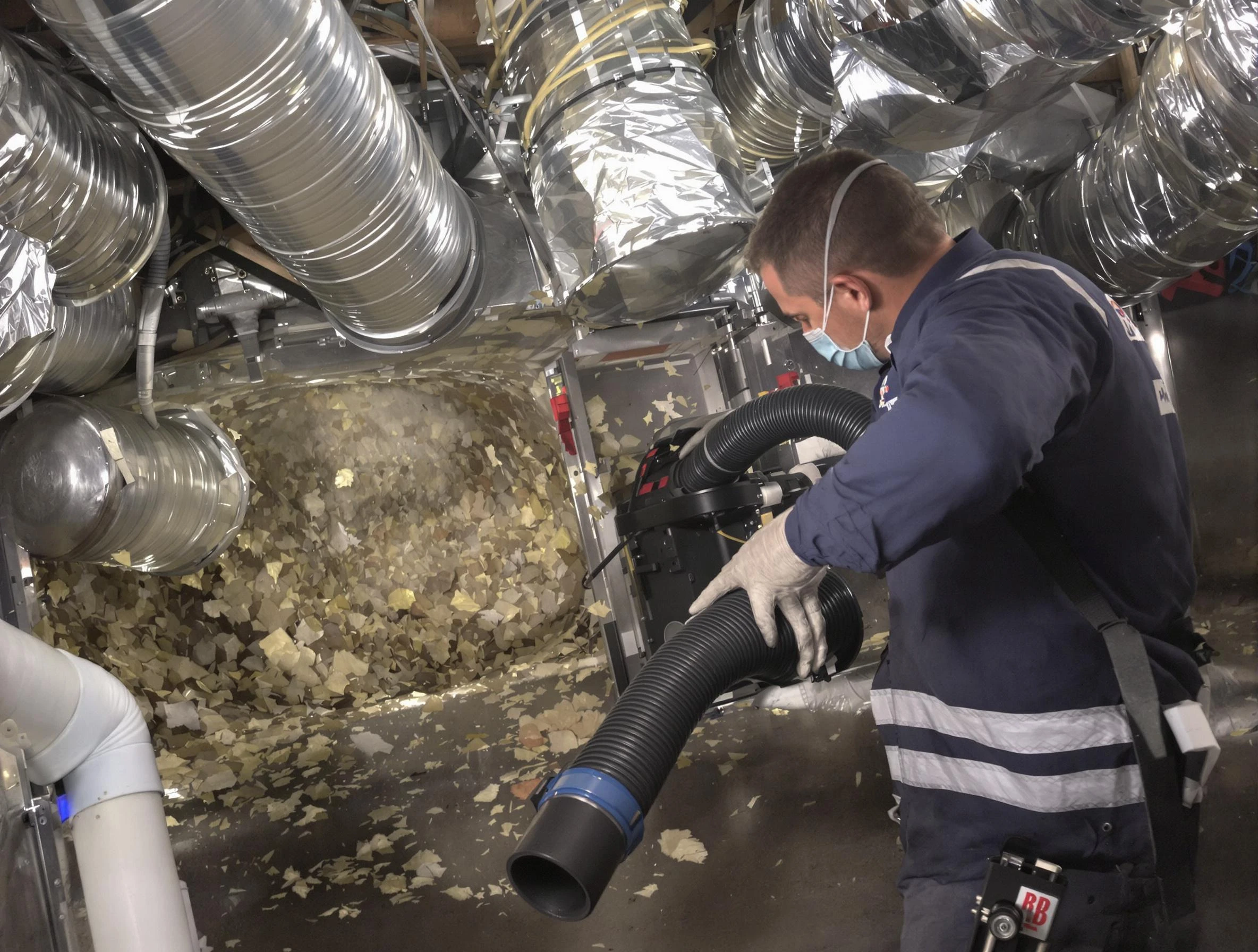 Chamberlayne Air Duct Cleaning specialist operating negative pressure cleaning equipment for thorough duct maintenance in Chamberlayne